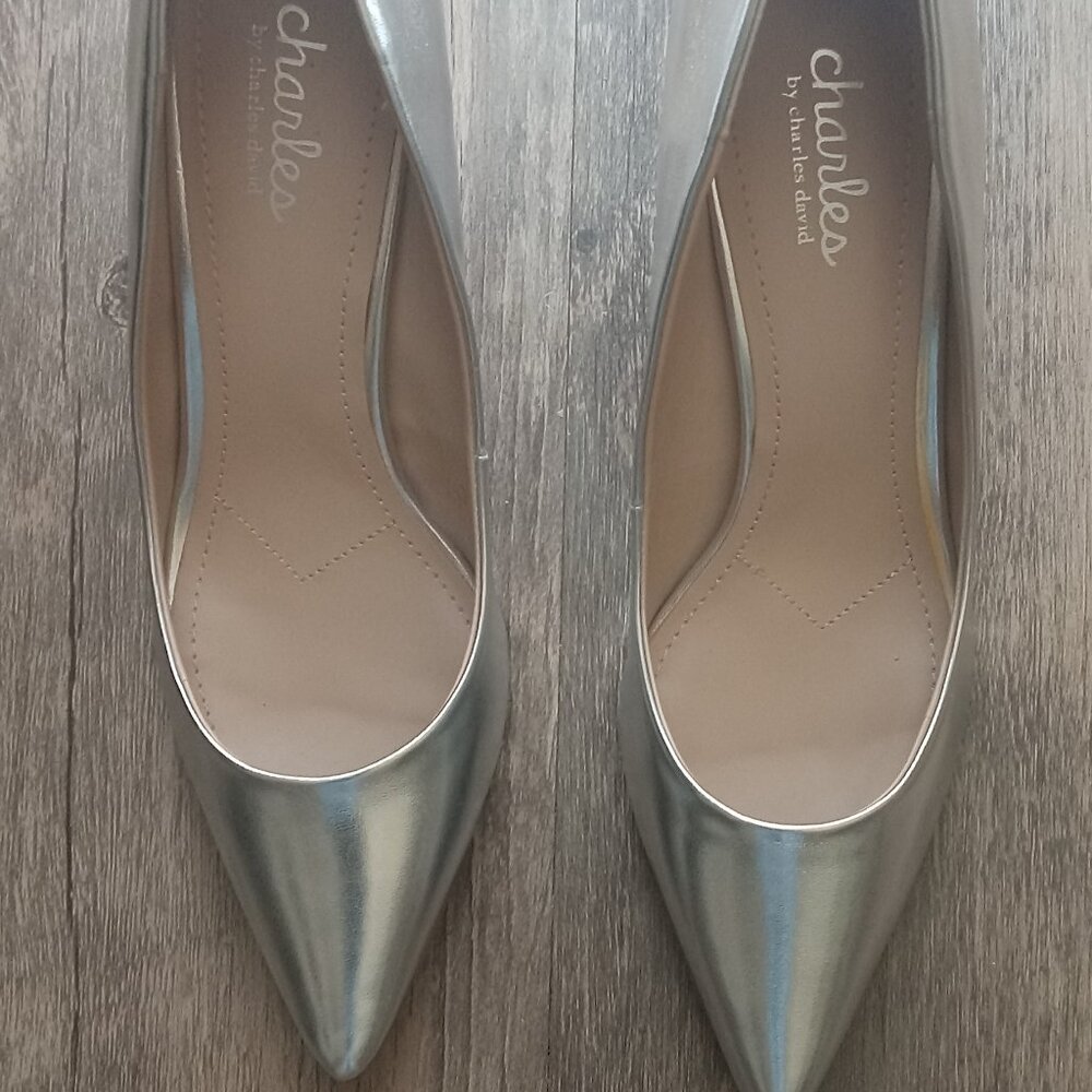 **FINAL SALE** NIB Charles David Silver Heels 9M